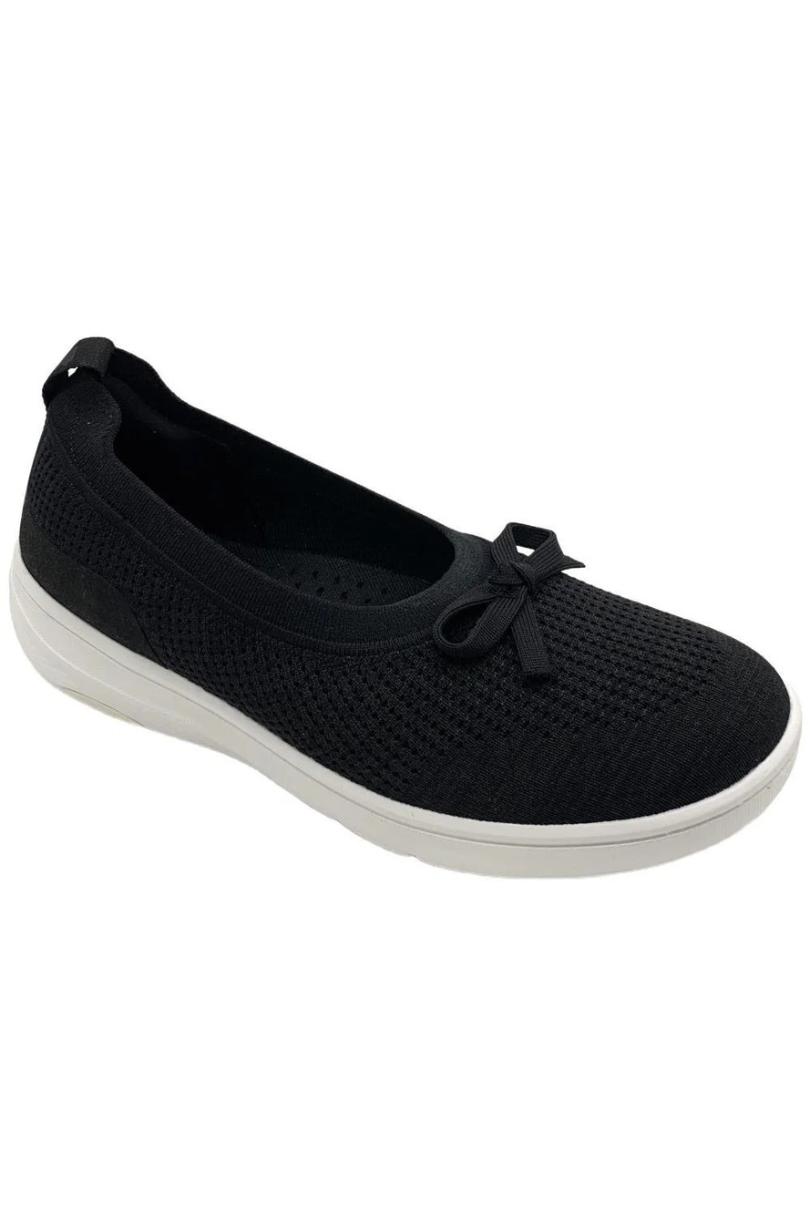 FitFlop Women's Super-Q Bow Knit Ballet Flat Black - Medium